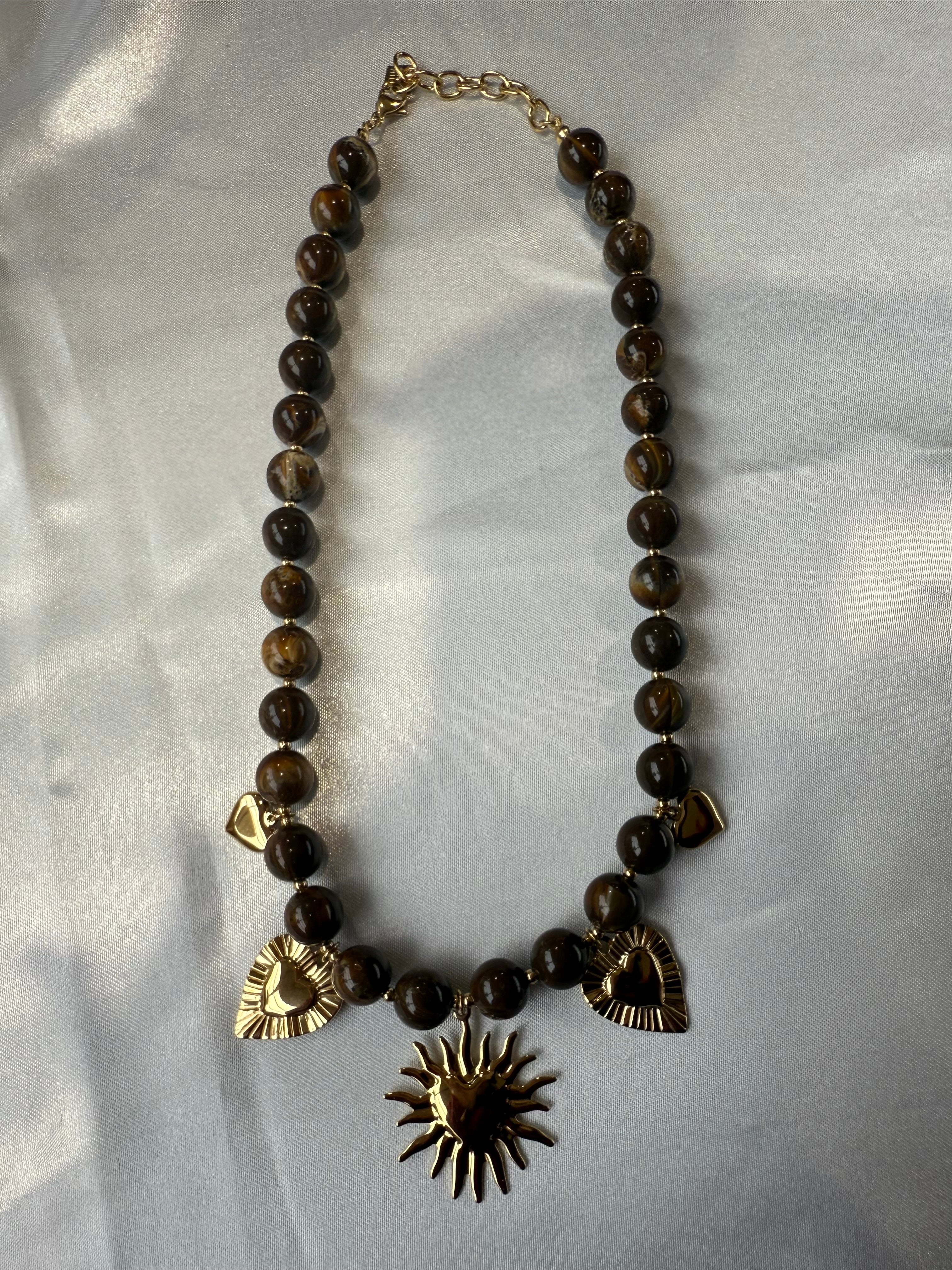 Collier Cœur Solaire Œil de Tigre