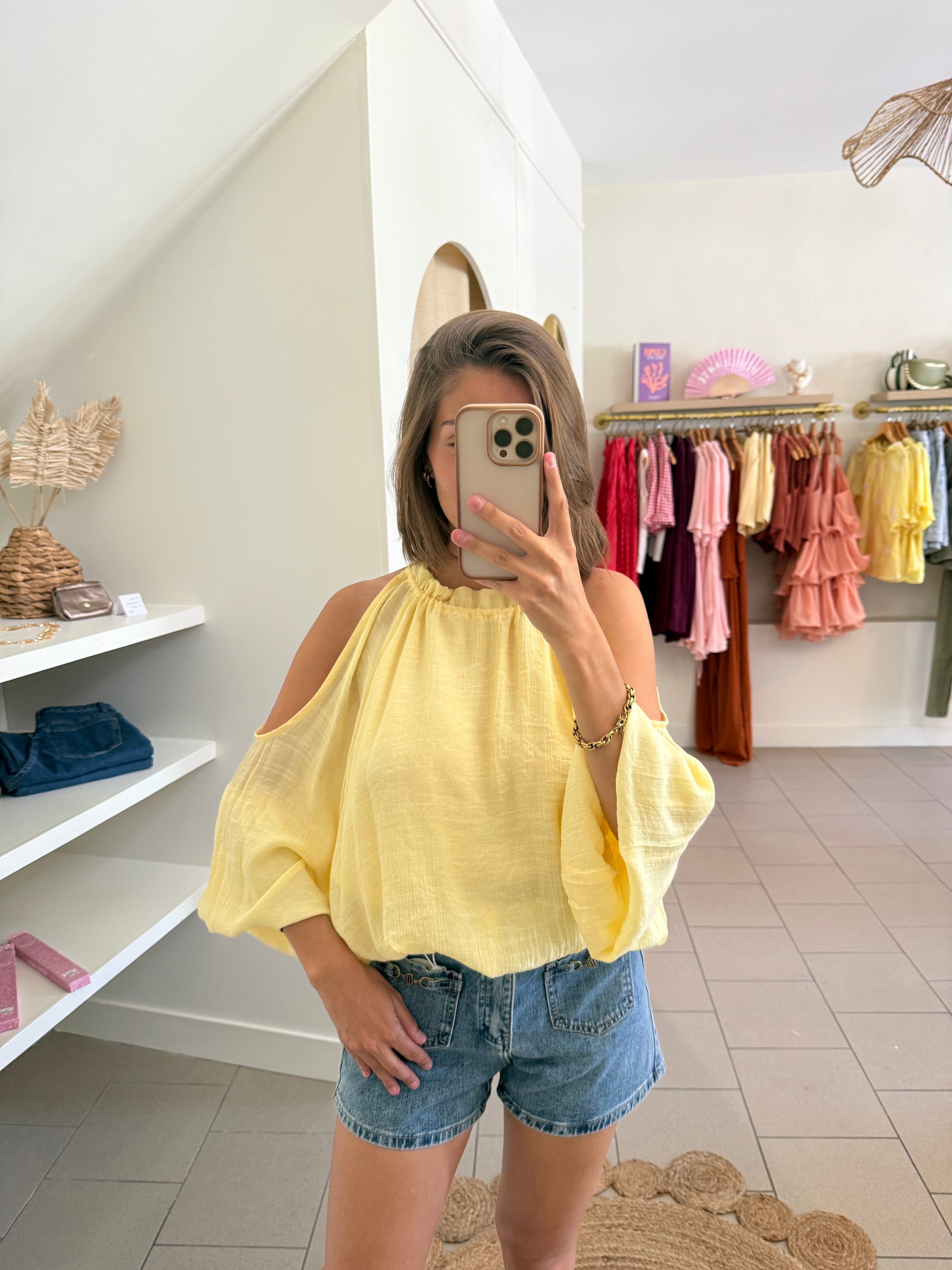 Blouse épaules dénudées – Jaune