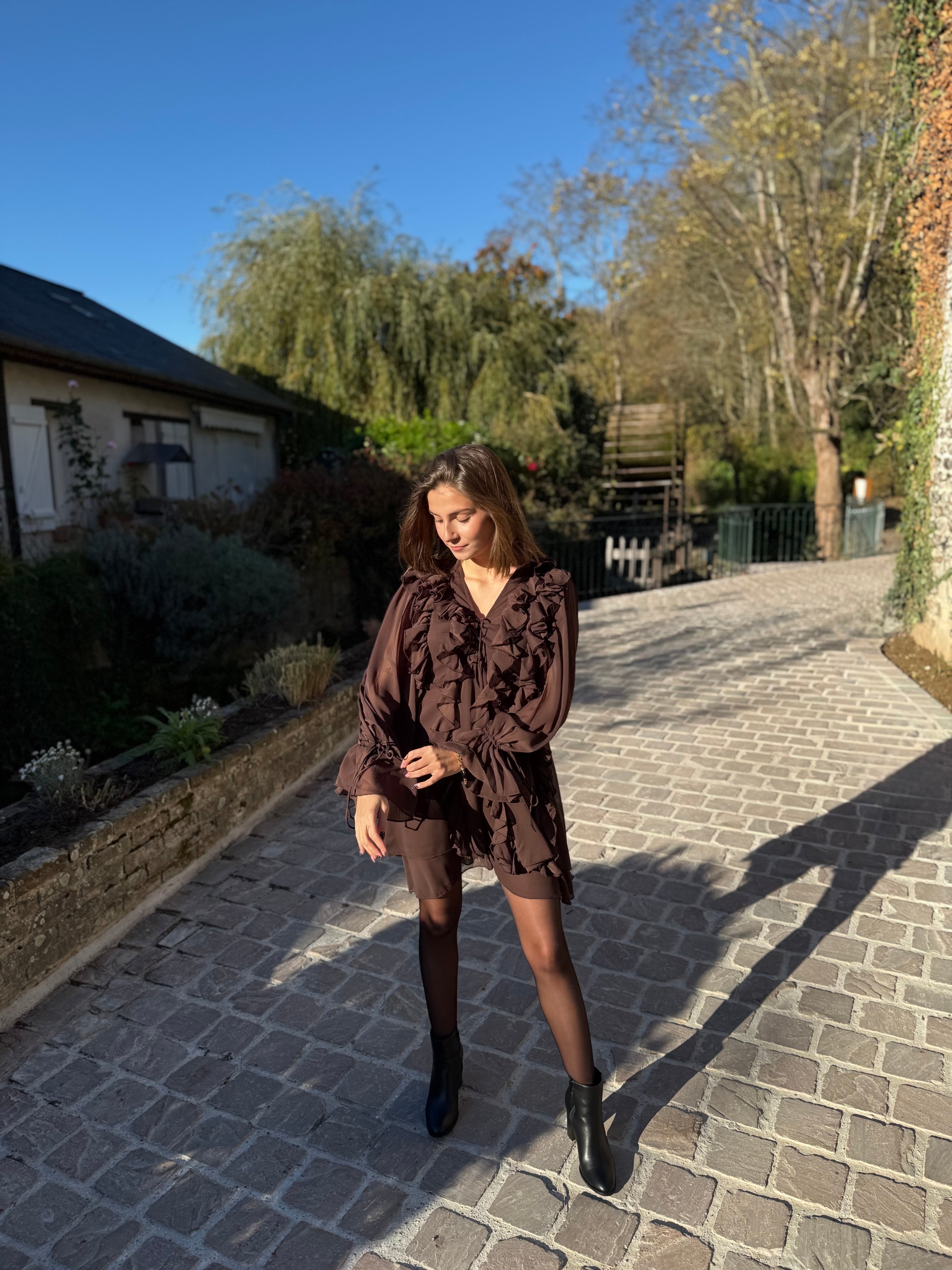 Robe à volants – Chocolat