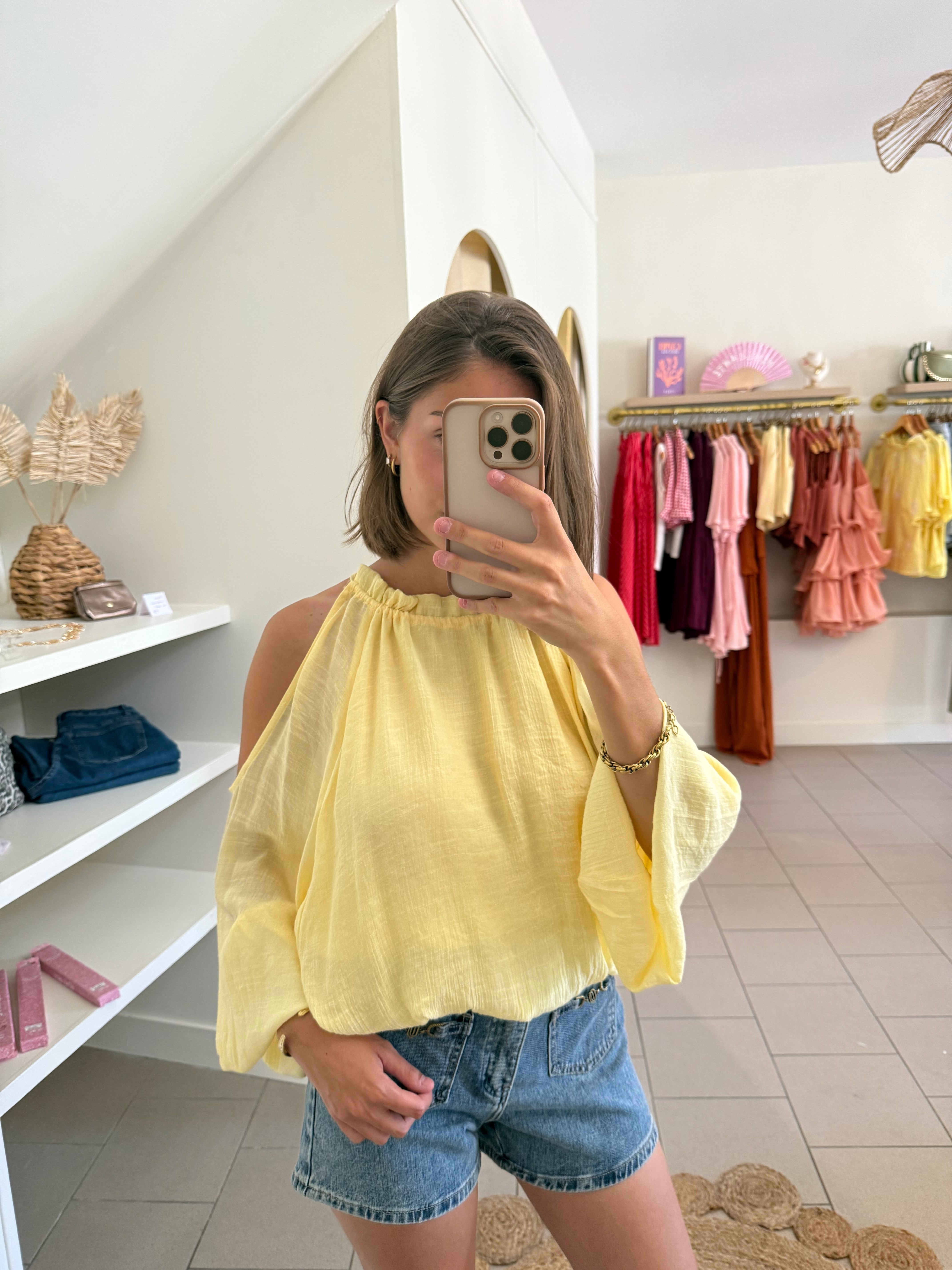 Blouse épaules dénudées – Jaune