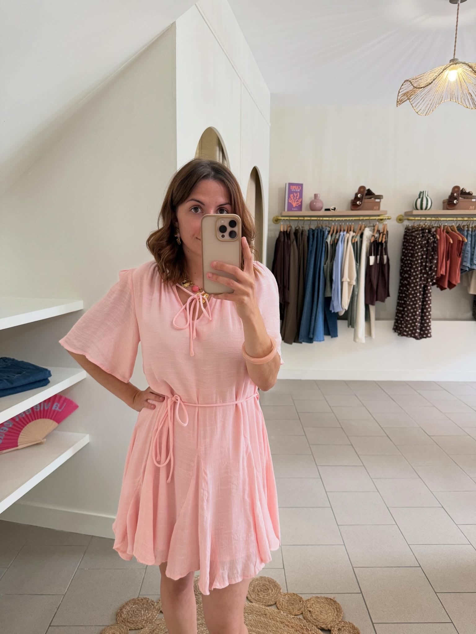 Robe courte fluide rose poudré