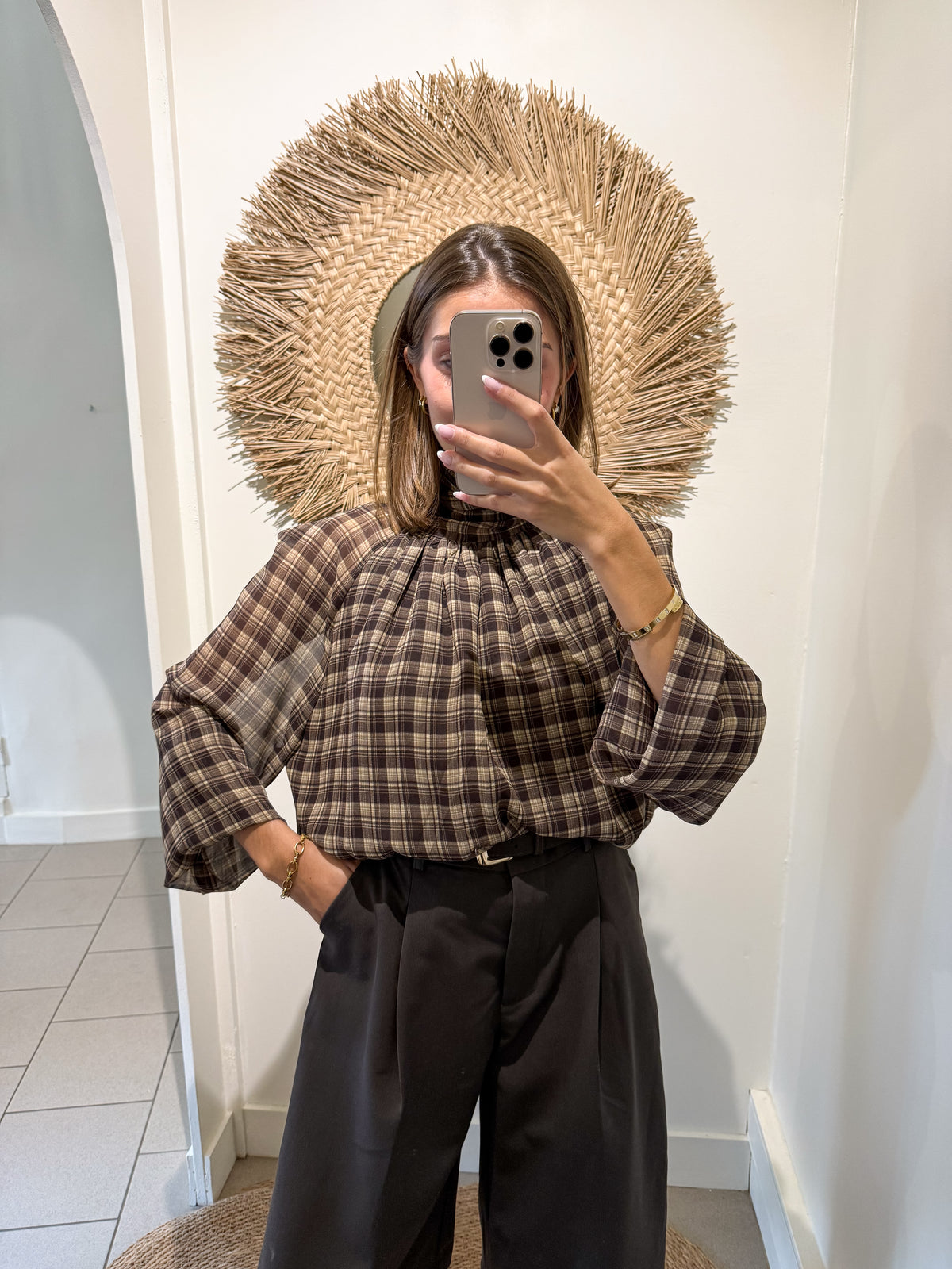 Chemise à carreaux chocolat