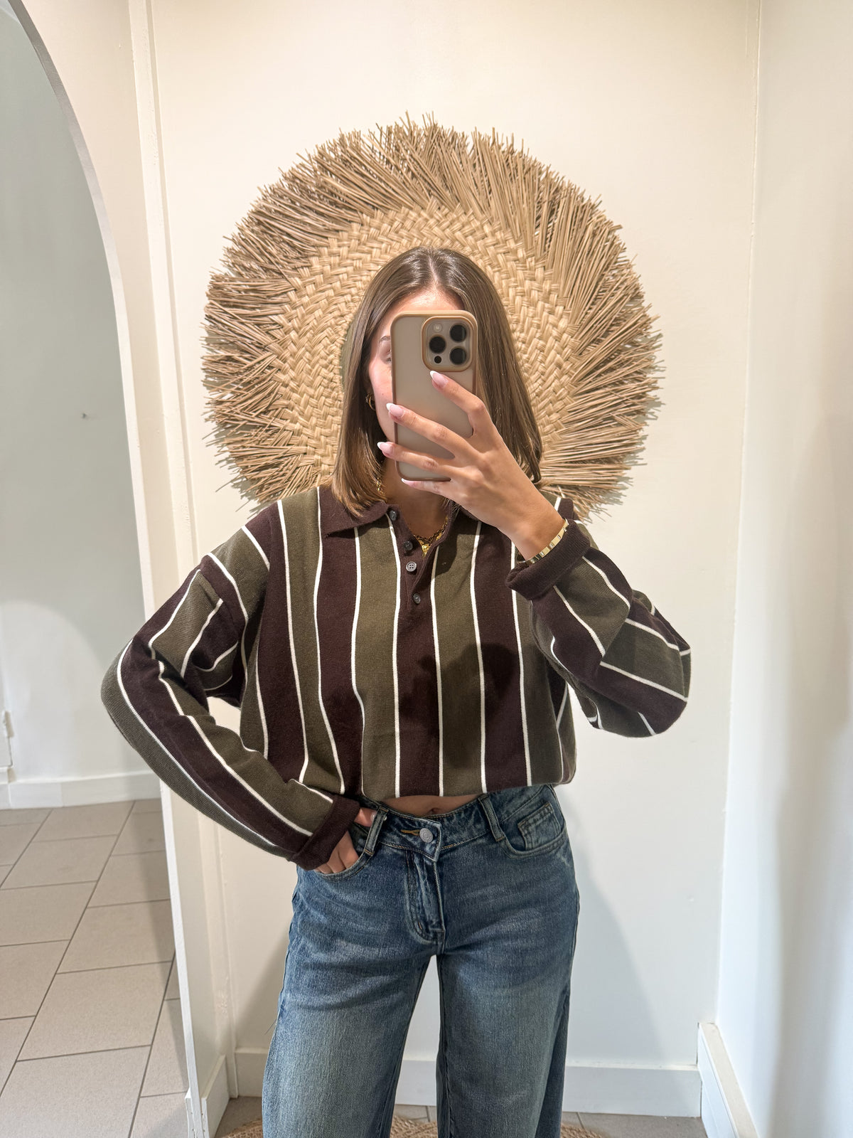 Pull rayé choco / kaki