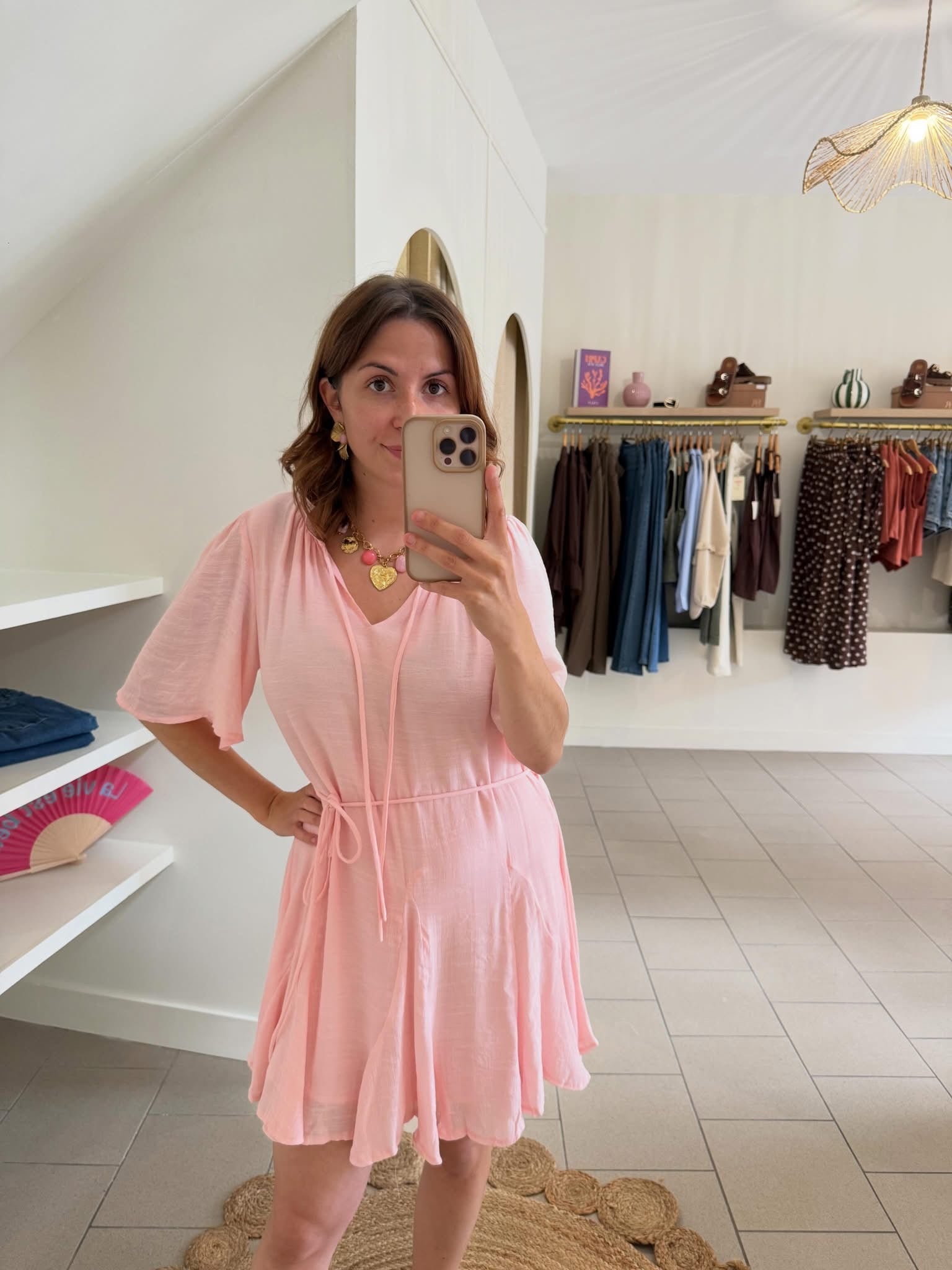 Robe courte fluide rose poudré