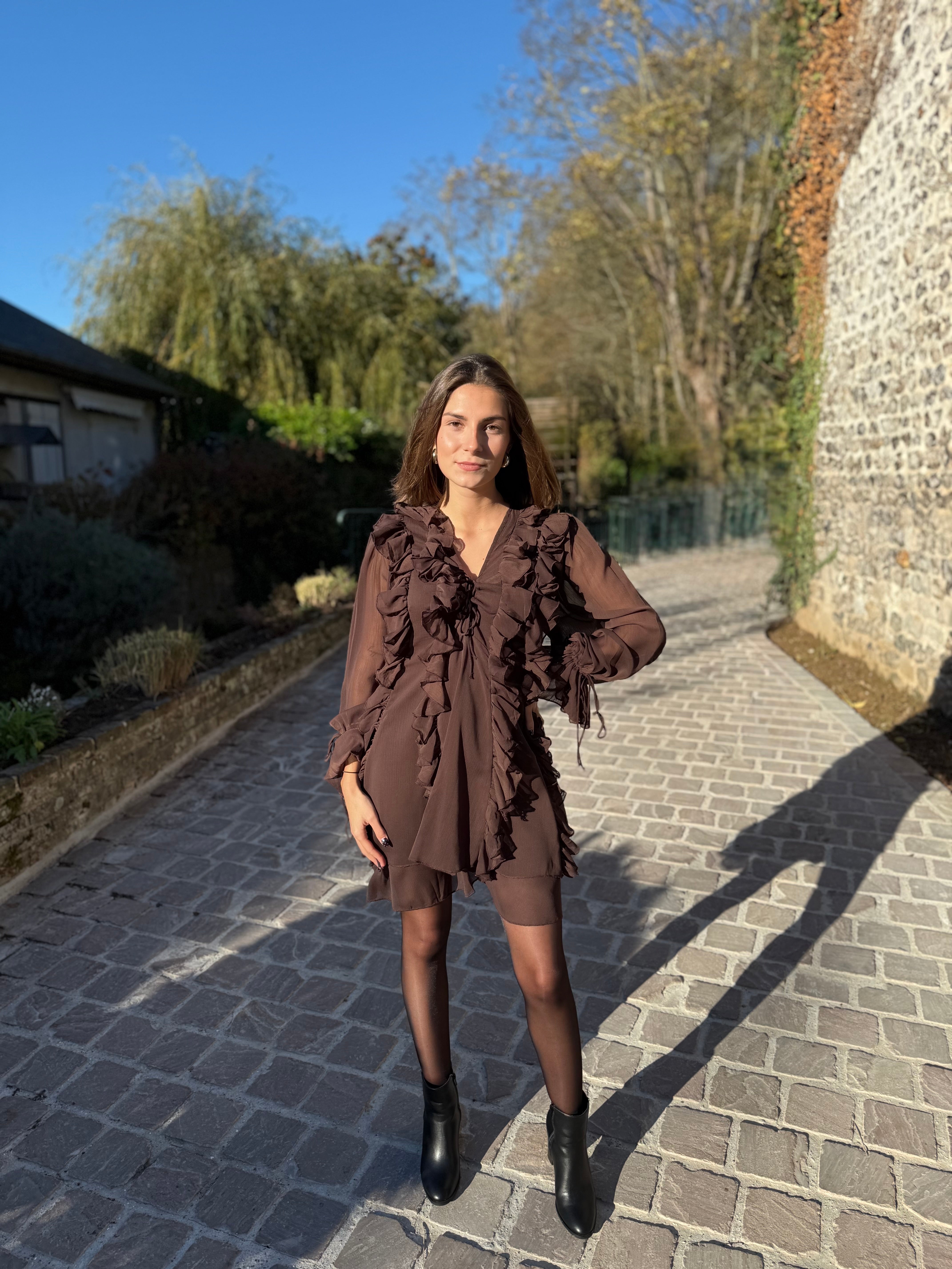 Robe à volants – Chocolat