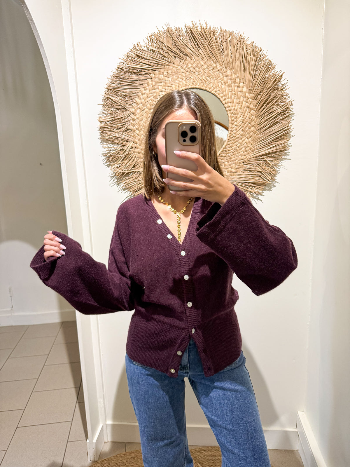 Pull asymétrique prune 