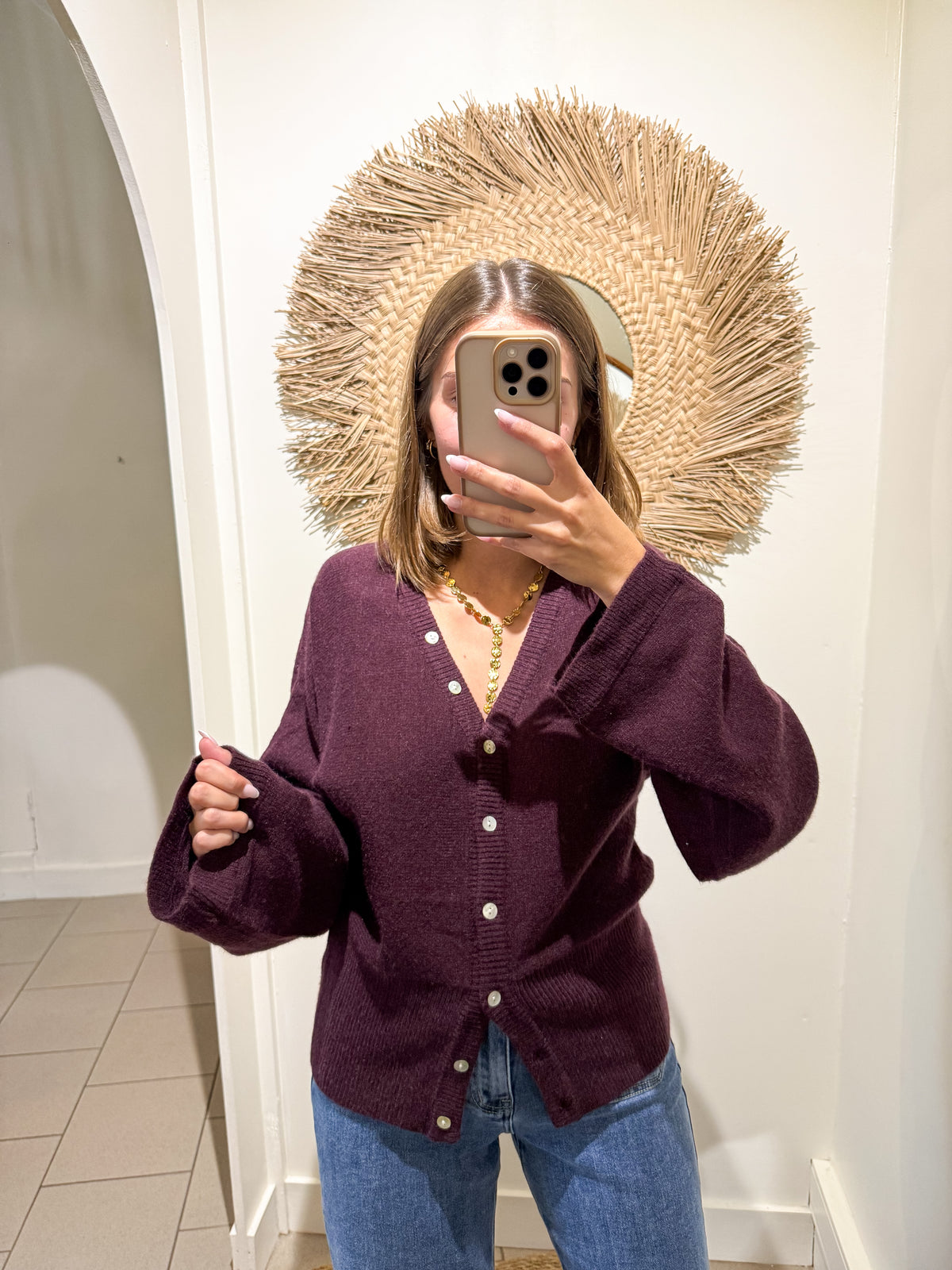 Pull asymétrique prune 