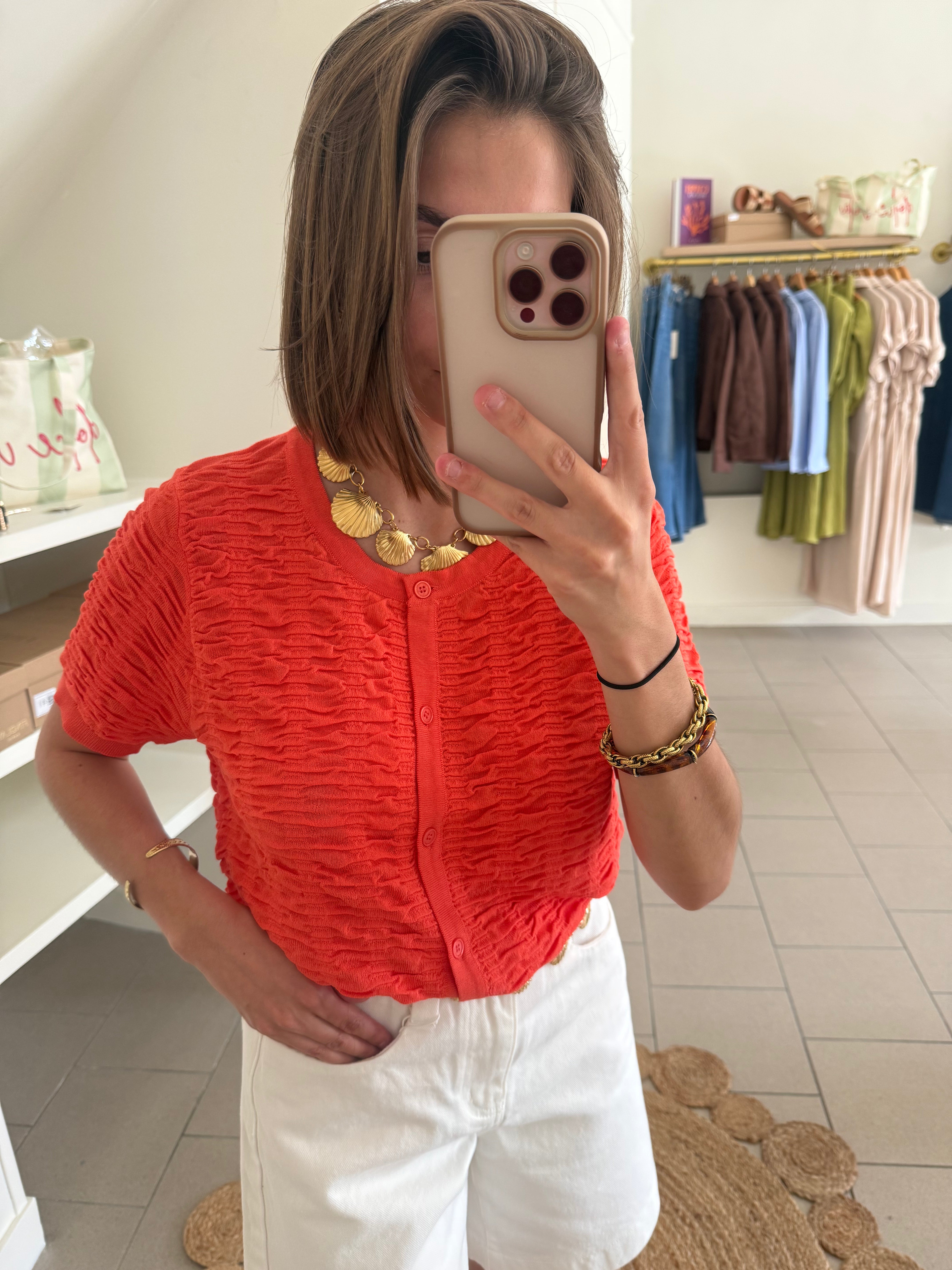 T-shirt Texturé Corail