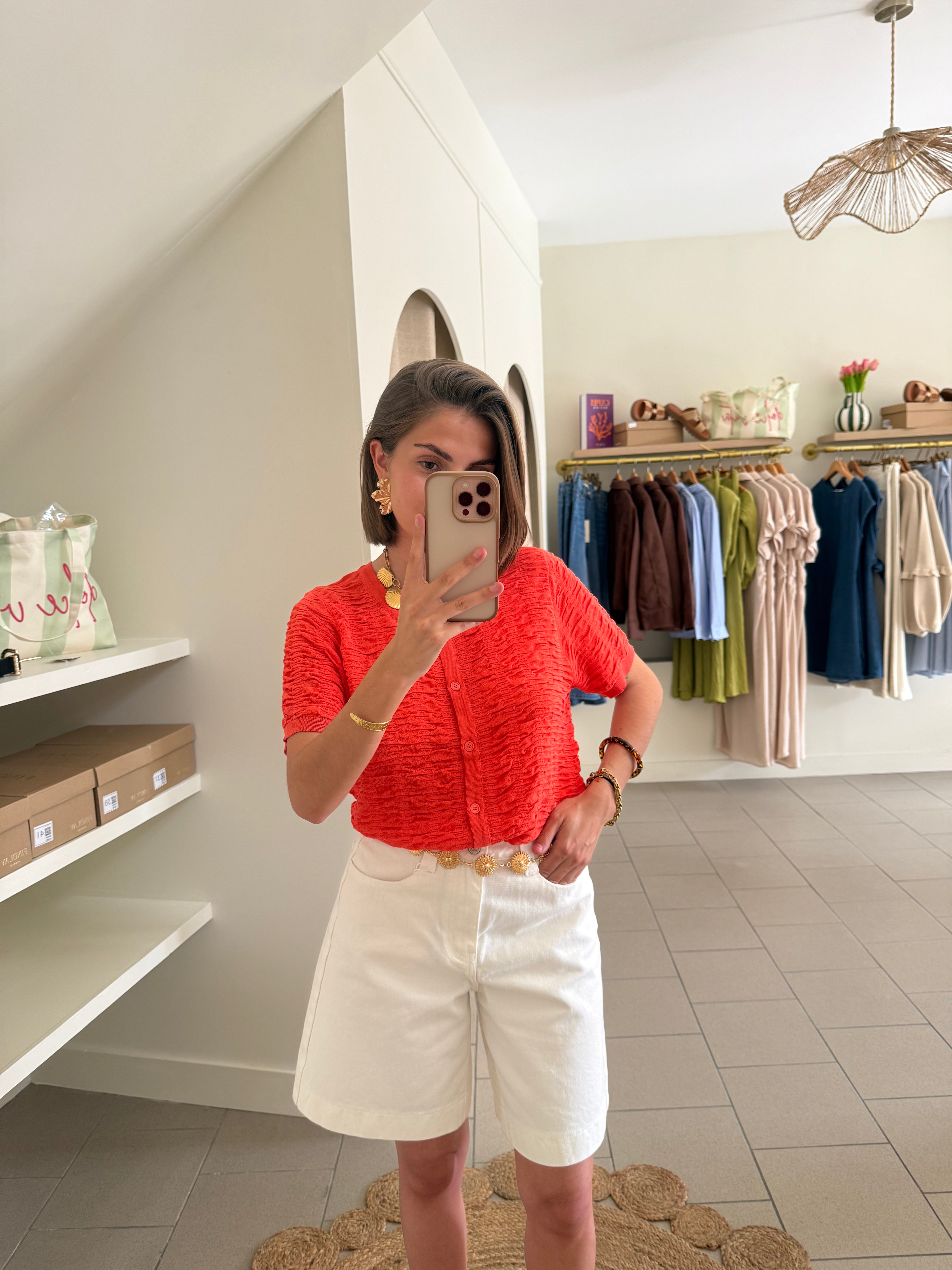 T-shirt Texturé Corail