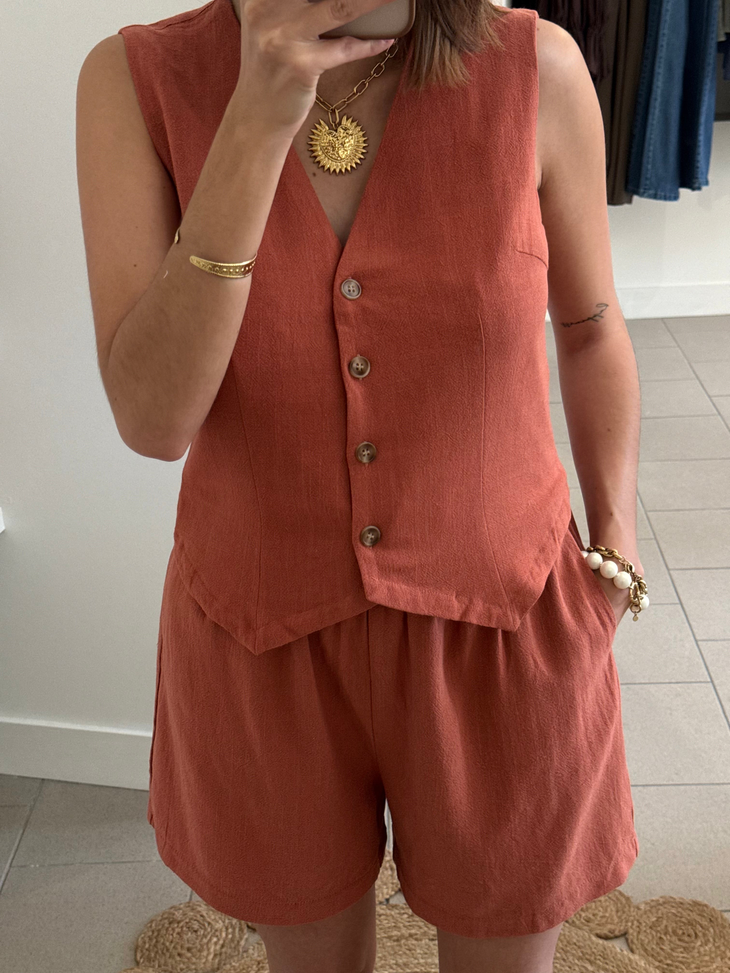 Gilet Sans Manches Terracotta