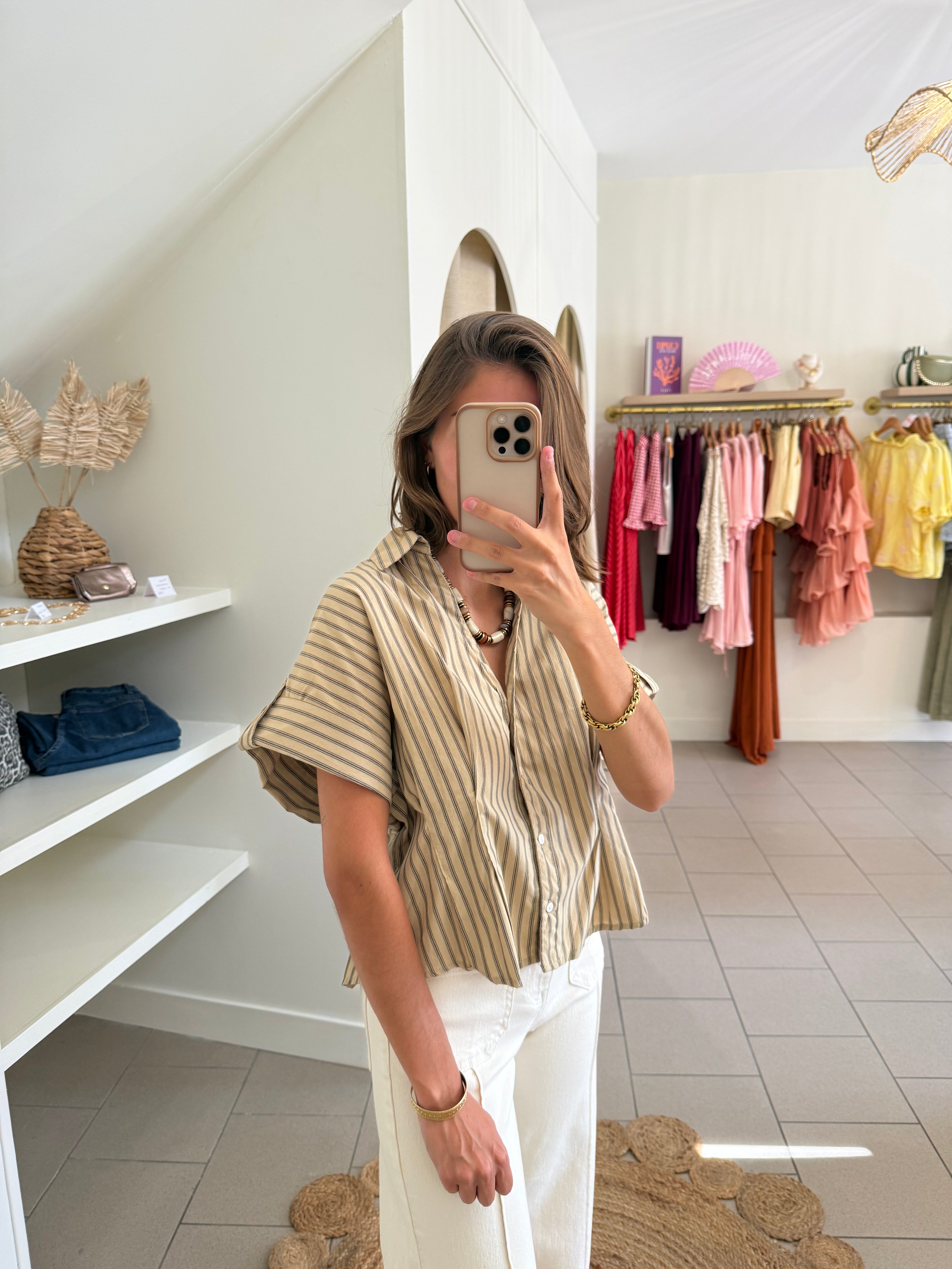 Chemise rayée – Beige