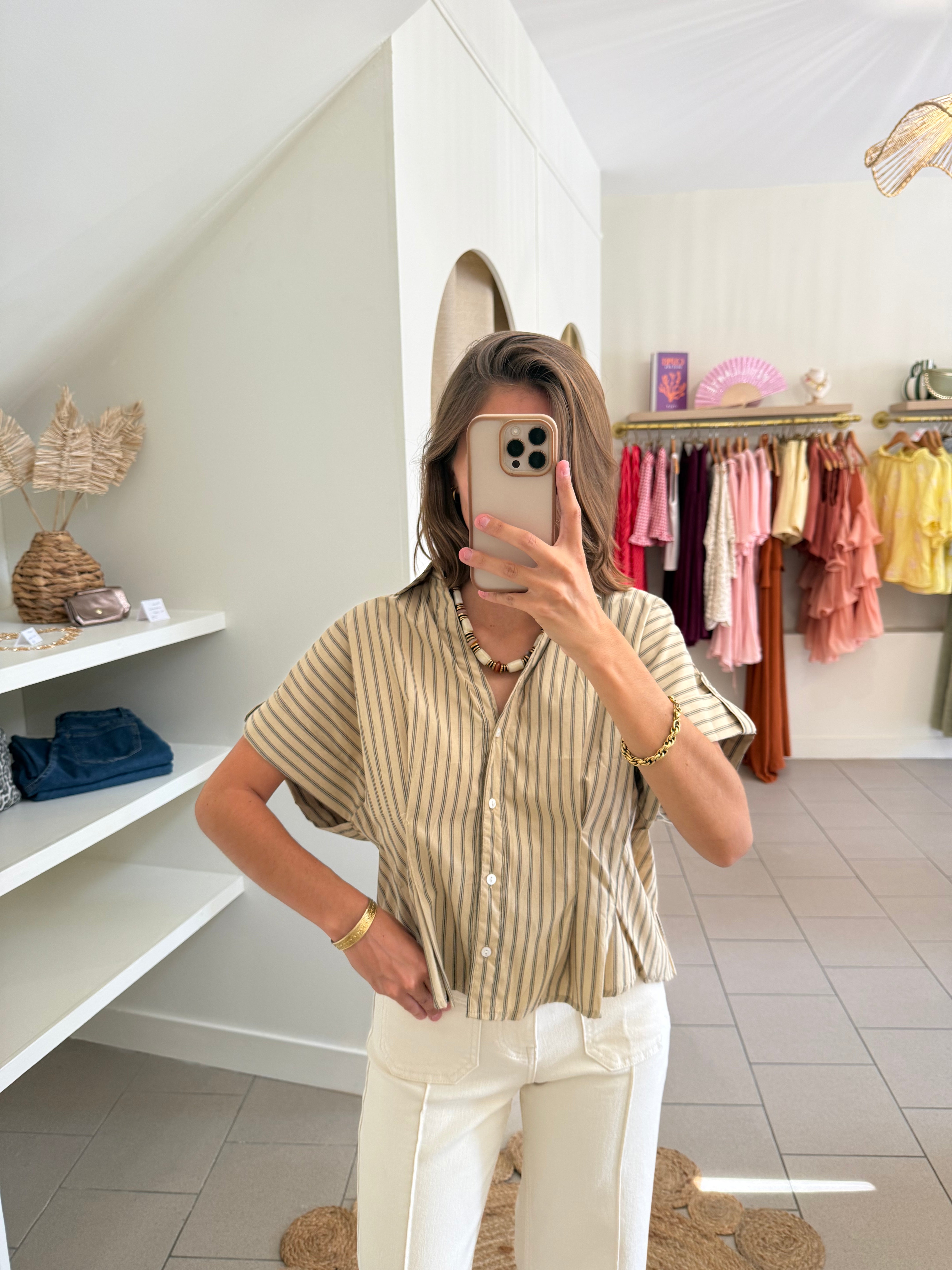 Chemise rayée – Beige