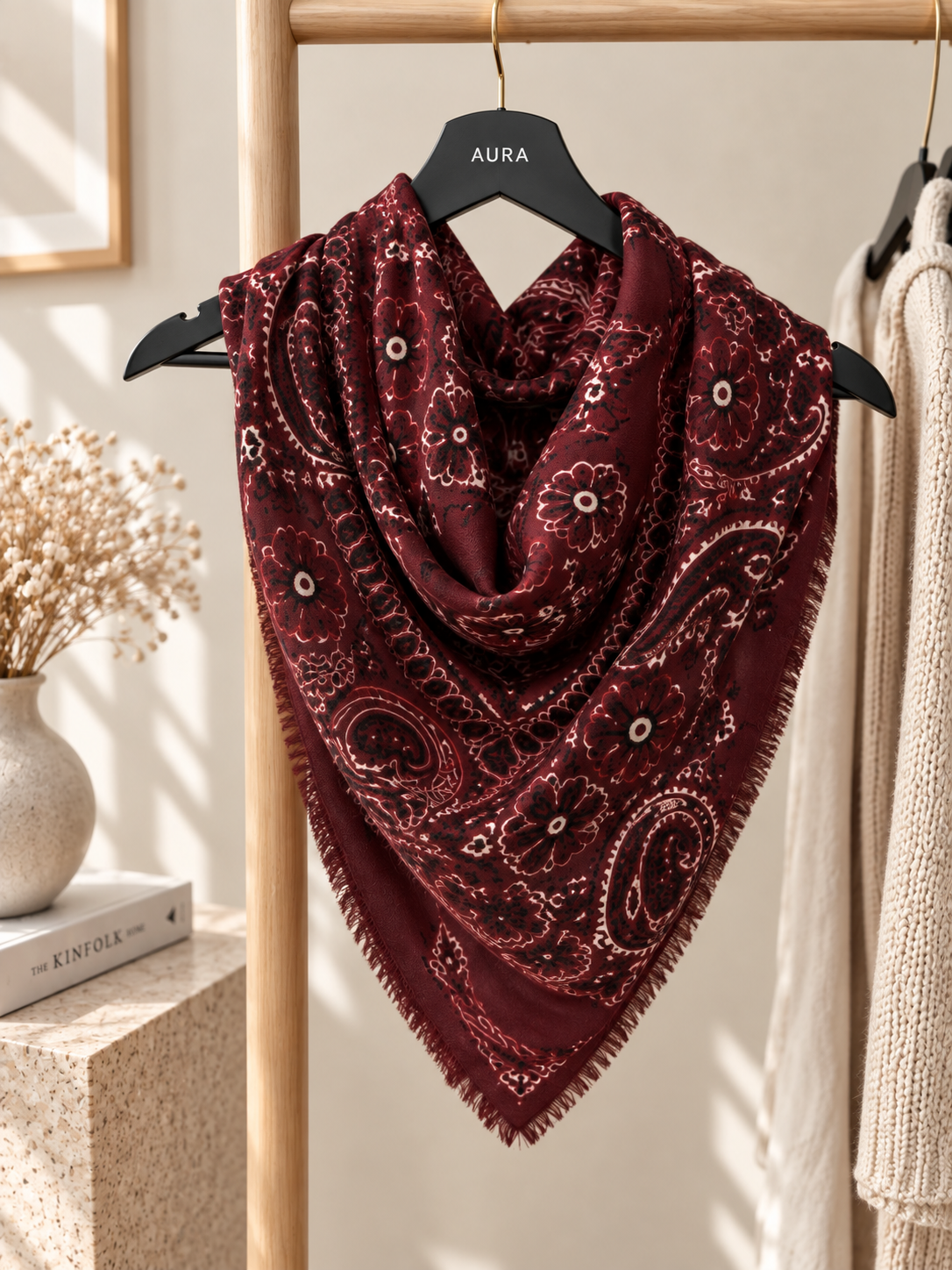 Écharpe bandana bordeaux