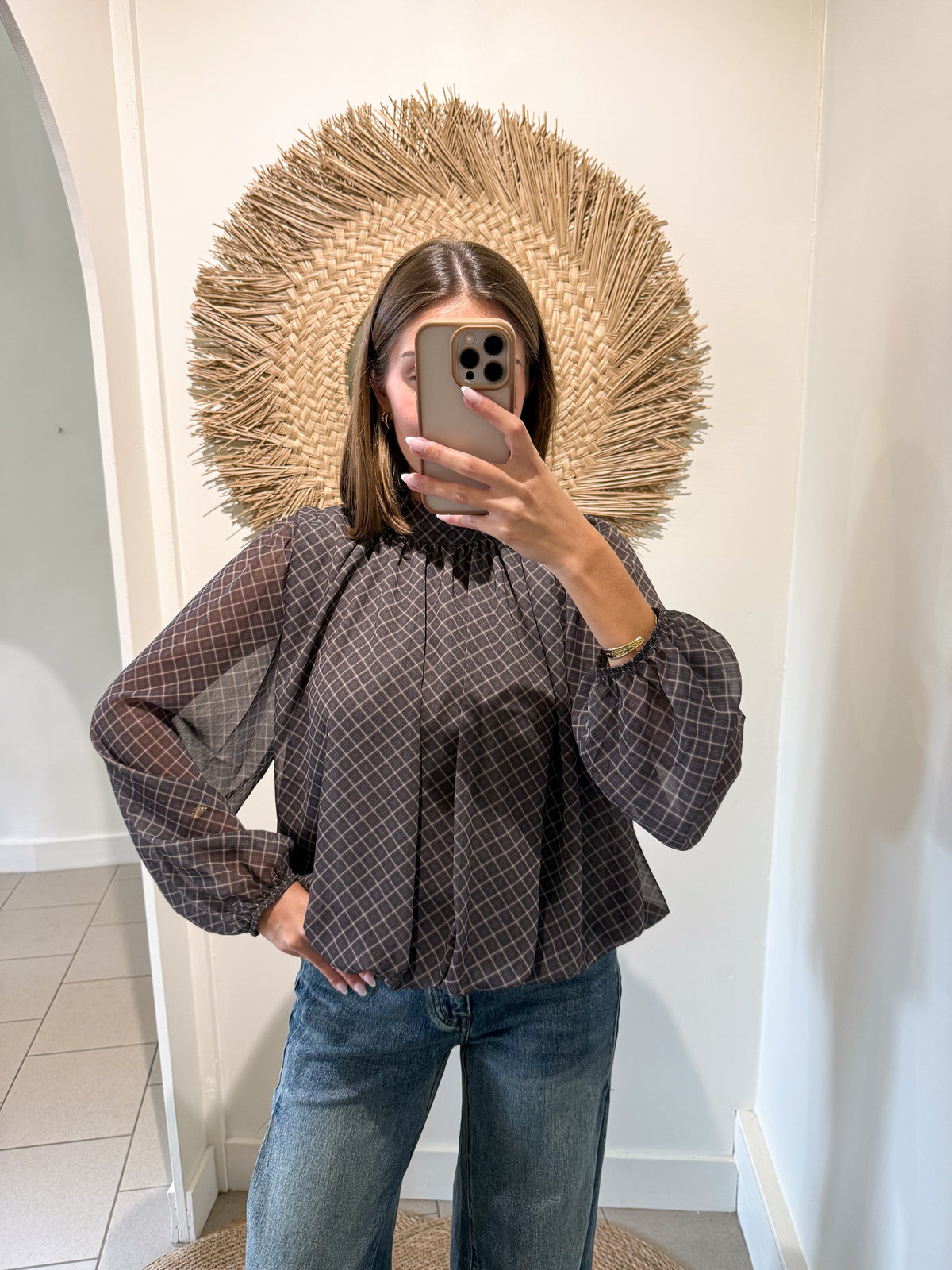 Chemise à carreaux grise