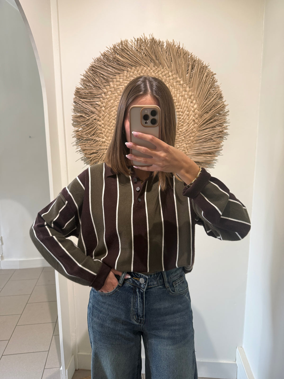 Pull rayé choco / kaki