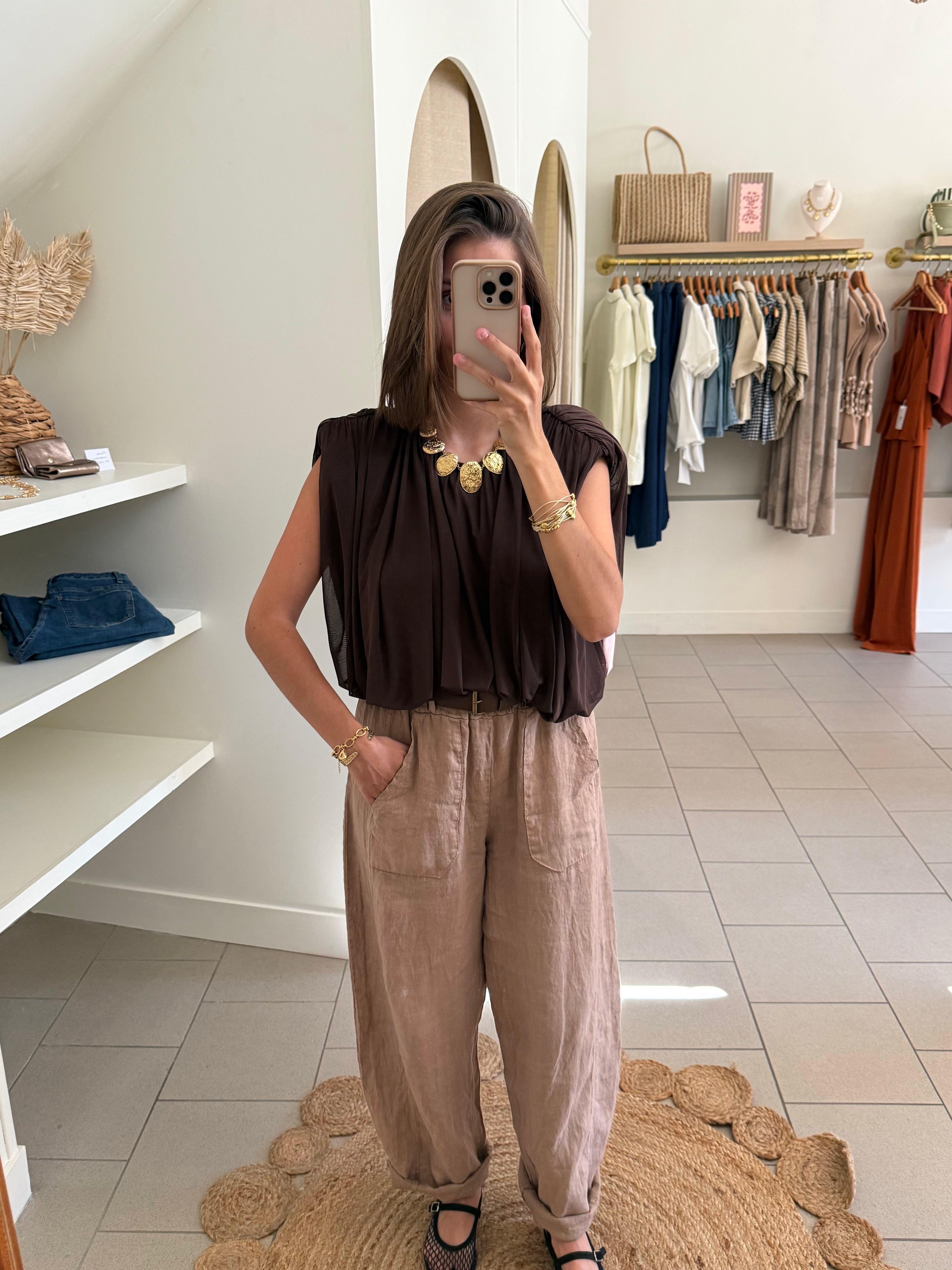 Pantalon en lin  – Taupe