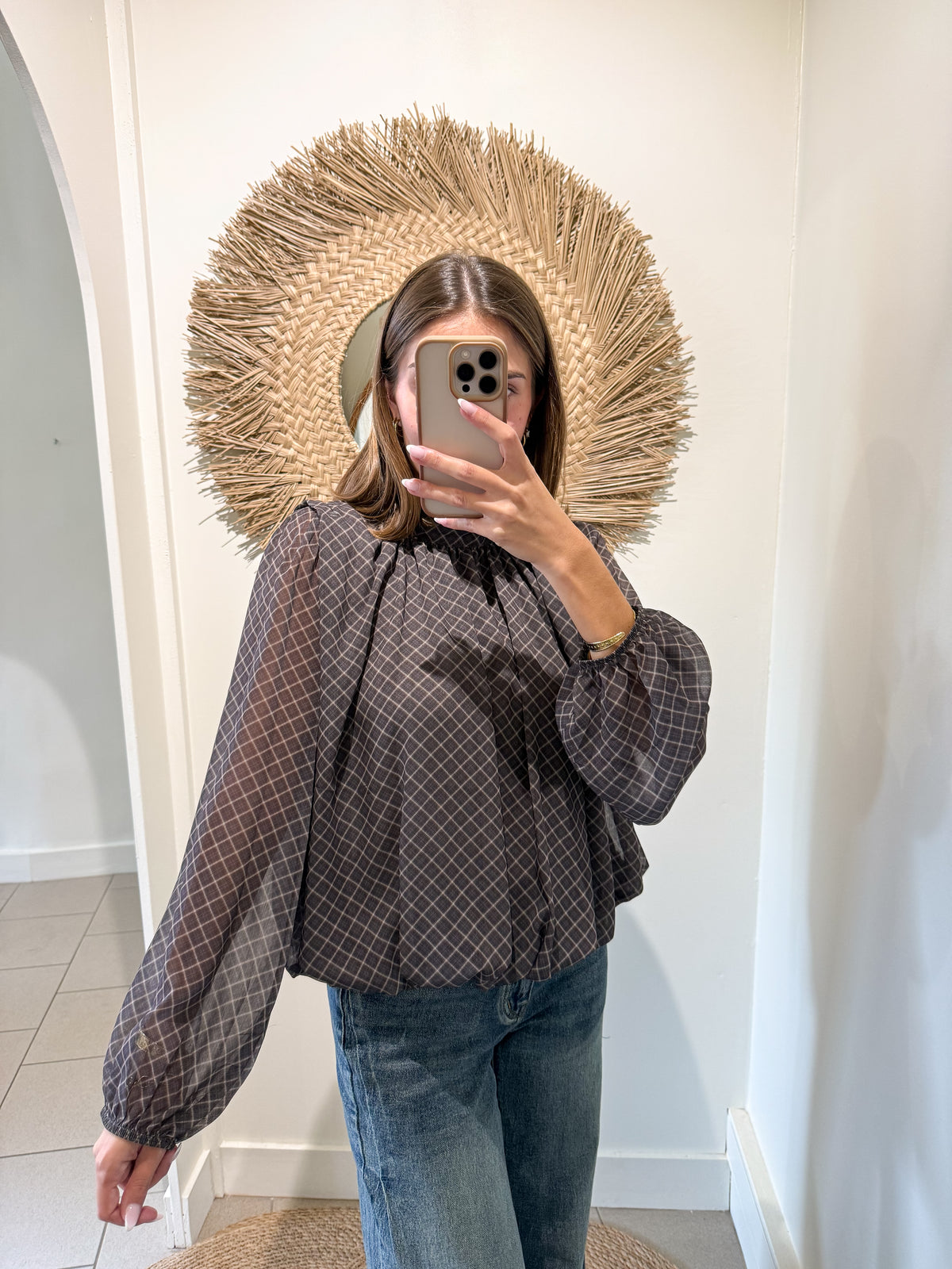 Chemise à carreaux grise
