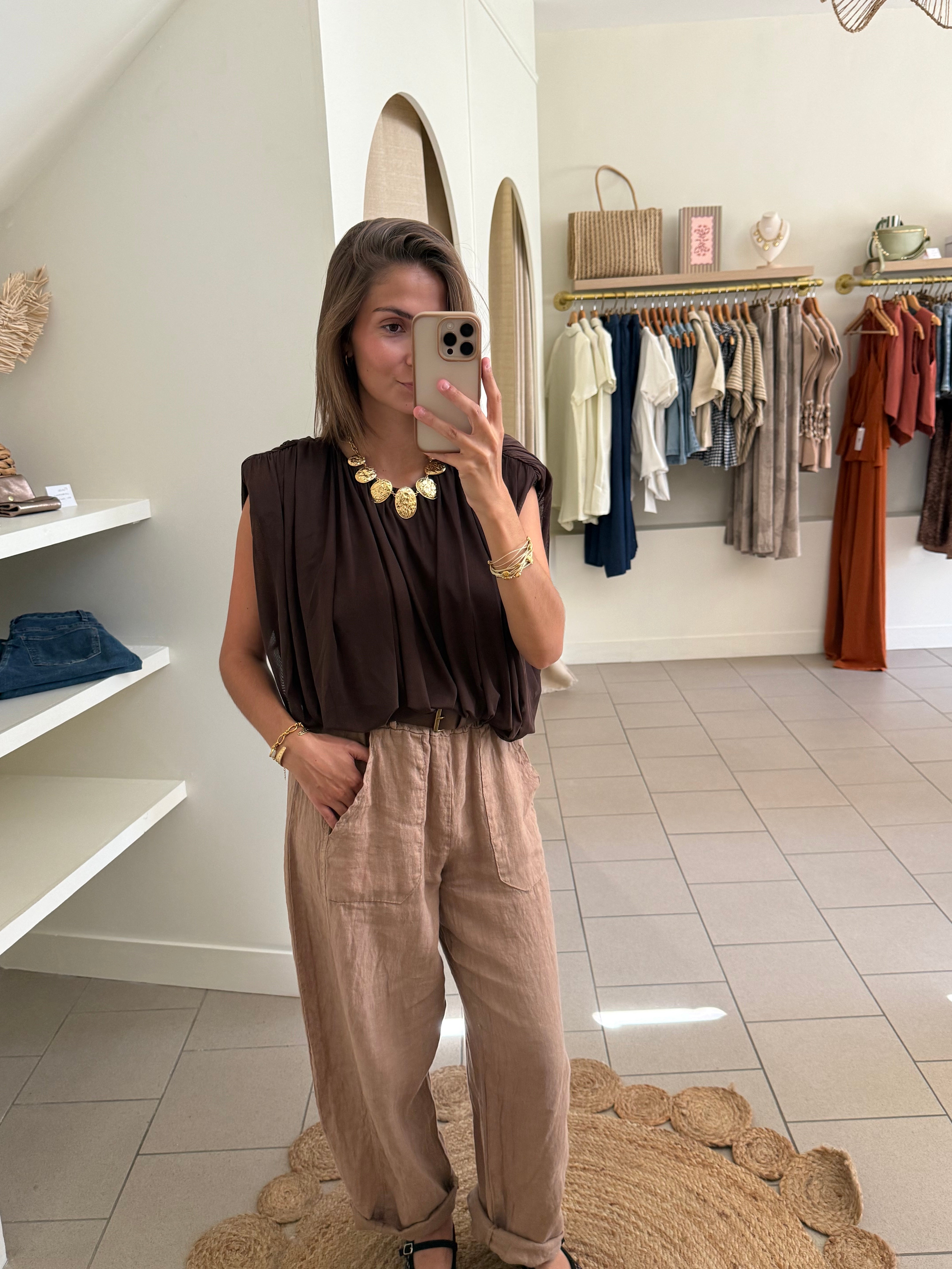 Pantalon en lin  – Taupe