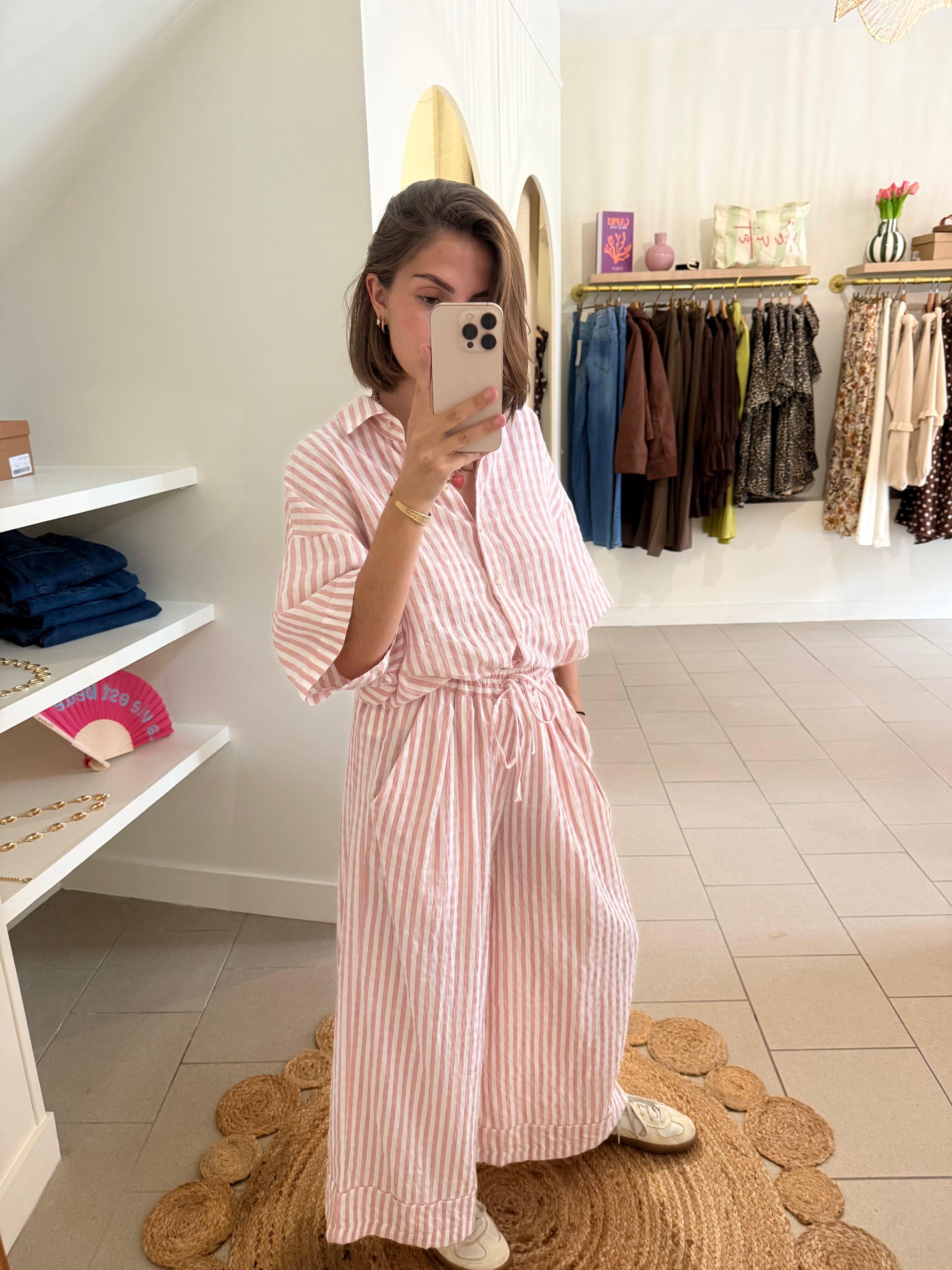 Chemise rayé rose